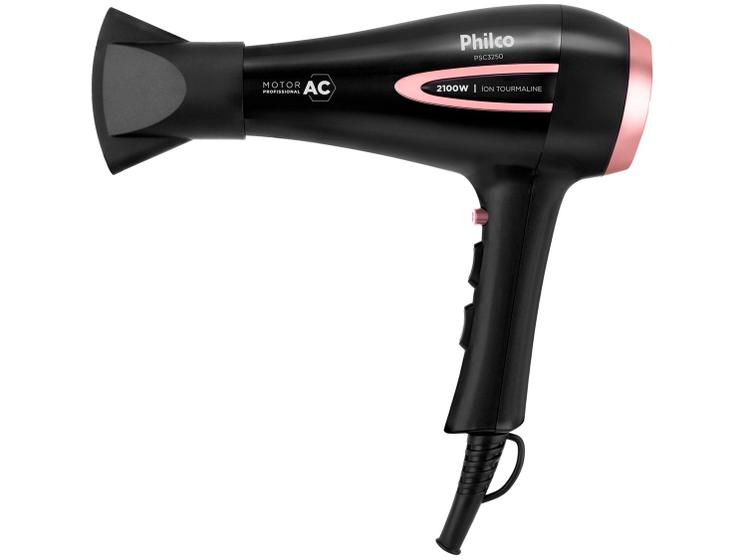 Imagem de Secador de Cabelo Philco Tourmaline Íon Preto 2100W 2 Velocidades PSA3250