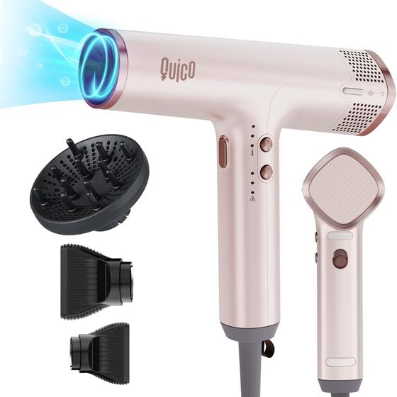 Imagem de Secador de cabelo QUICO Powerful 1875W de alta velocidade 110.000 RPM rosa