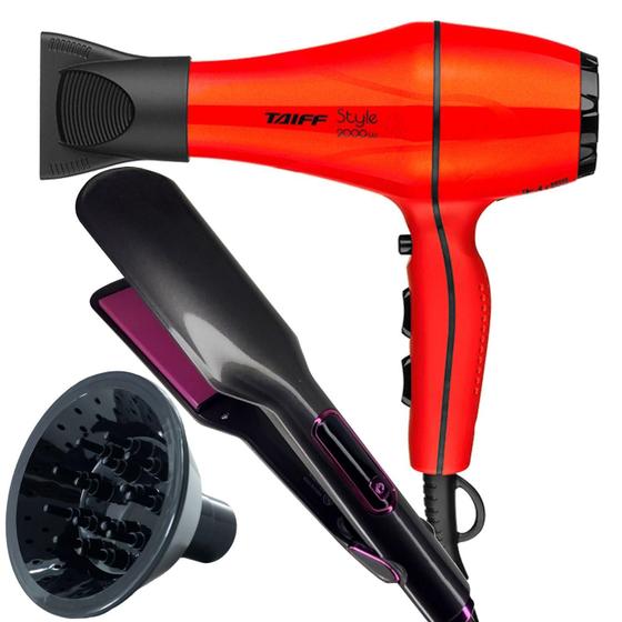 Secador De Cabelo Taiff 2000w Ions Profissional Ar Quente Frio Vermelho ...