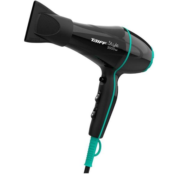 Imagem de Secador de Cabelo Taiff Style, 2 Velocidades, 3 Temperaturas, 2000W, Preto - 110V