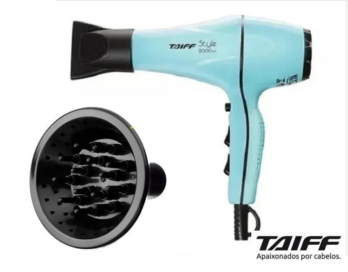 Imagem de Secador De Cabelo Taiff Style 2000w Azul Com Difusor Cachos