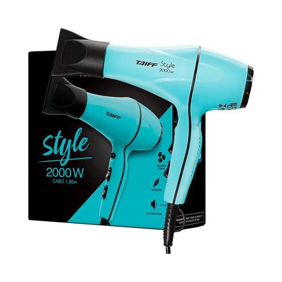 Imagem de Secador de Cabelo Taiff Style Profissional Azul Turquesa Tifany 2000W  - Superleve e Silencioso 220V