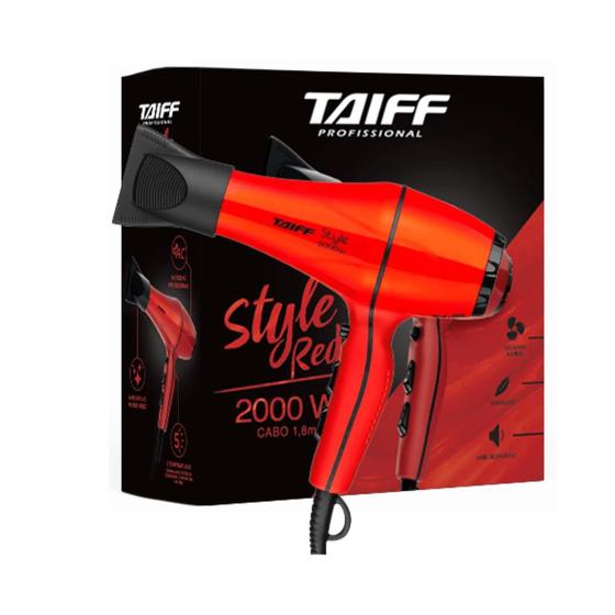 Imagem de Secador de Cabelo Taiff Style Red Vermelho Potência 2000W - Superleve e Silencioso 220V