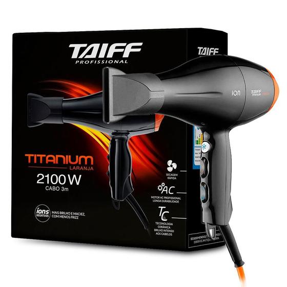 Imagem de Secador de Cabelo Taiff Titanium 2100W Preto e Laranja