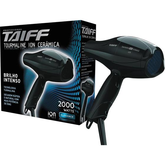 Imagem de Secador de Cabelo Taiff Tourmaline Íon Preto com 2 Velocidades 2 Temperaturas 2000W