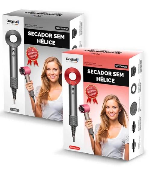 Imagem de Secador de Cabelos sem Hélice 1600W Ultrassônico Profissional Secagem Rapida Original Branding Com Difusor