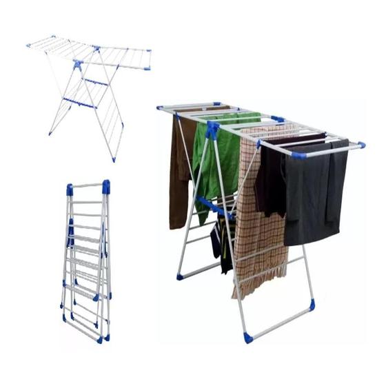 Imagem de Secador de roupas varal de chao 2 andares secador reforçado lavanderia varanda dobravel