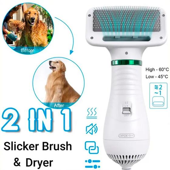 Imagem de Secador portátil 2 em 1 para cães e gatos - escova secador