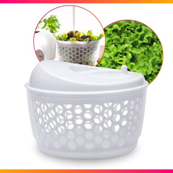 Imagem de Secador Salada 3.5 Litros Manual Com Cesto Escorrer Plástico