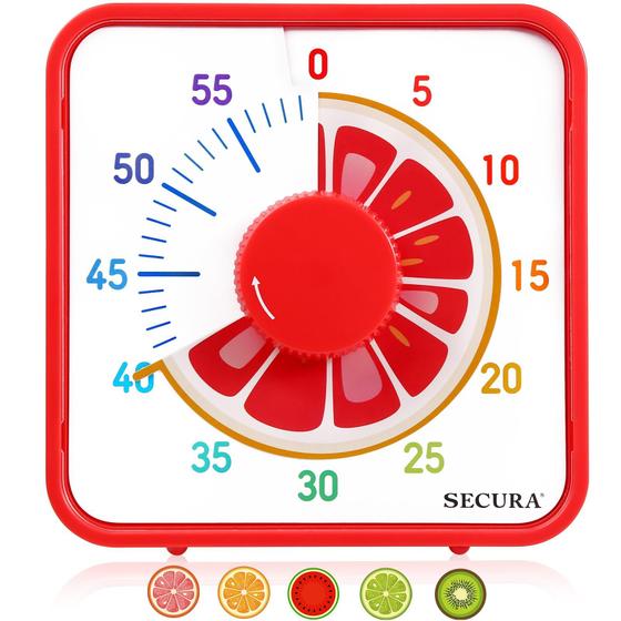 Imagem de Secura Timer Visual de 60 Minutos com Ímã para Crianças, Design Fruta (Toranja)