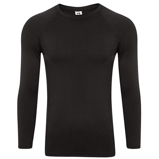 Imagem de Segunda Pele Masculina Camiseta Termica Academia Esportes Manga Longa Gola Redonda Preta Exercicios Original