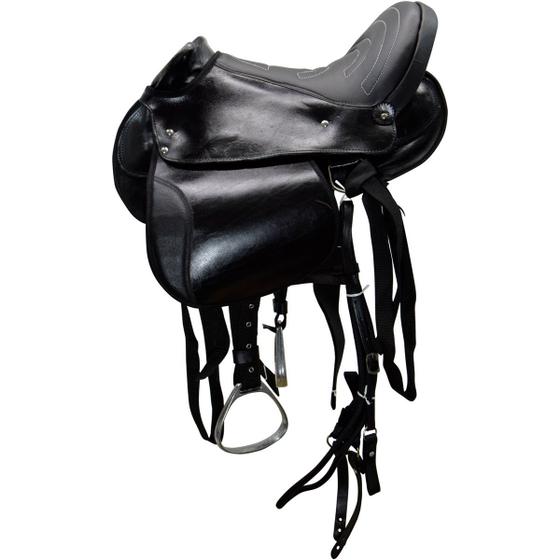 Imagem de Sela para cavalo australiana af com cabeça e aba preta