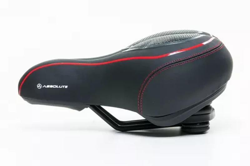 Imagem de Selim Absolute Com Gel Elastômero Super Confortável Bike Cor Preto Listra Vermelho