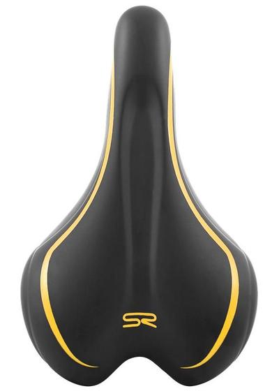 Imagem de Selim mtb premium linhas preto com amarelo c/carrinho
