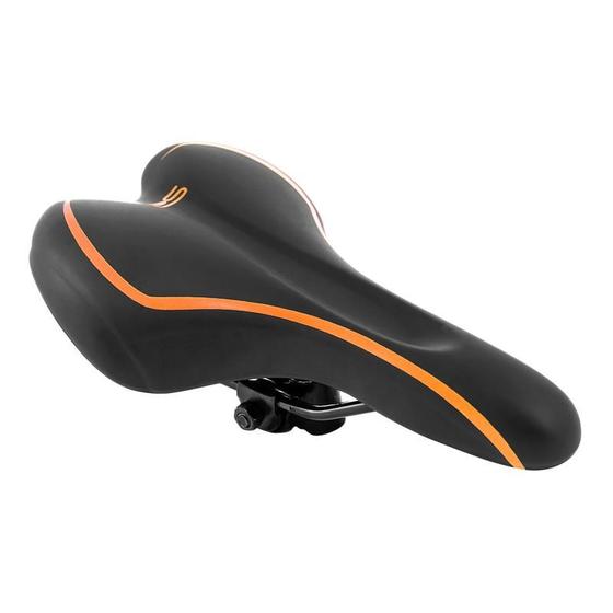 Imagem de Selim mtb premium linhas preto com laranja c/carrinho