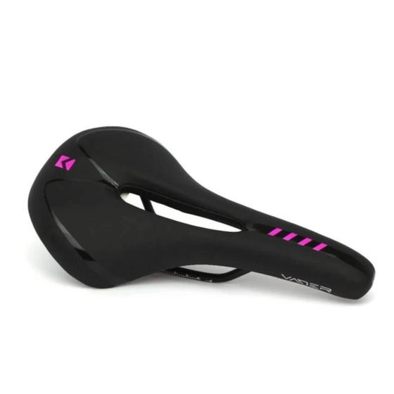 Imagem de Selim mtb vazado vader 1138a-09 c/trilho preto/rosa neon