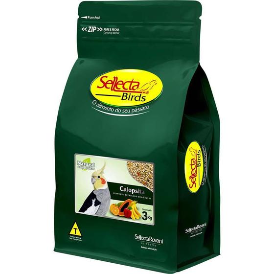 Imagem de Sellecta Calopsita Natural com Frutas 3kg Ração Extrusada Comida Completa Agapornis Ring Neck Rosela