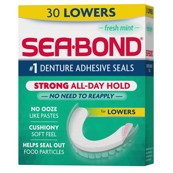 Imagem de Selos adesivos para dentaduras Sea Bond Secure Fresh Mint 30 unidades