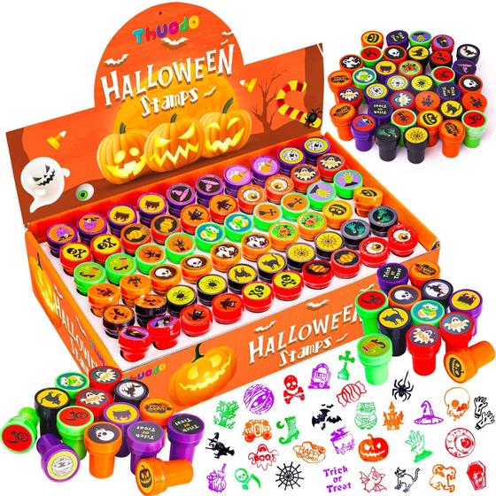 Imagem de Selos Variados de Halloween Thuodo - 120 Unidades para Lembrancinhas Infantis