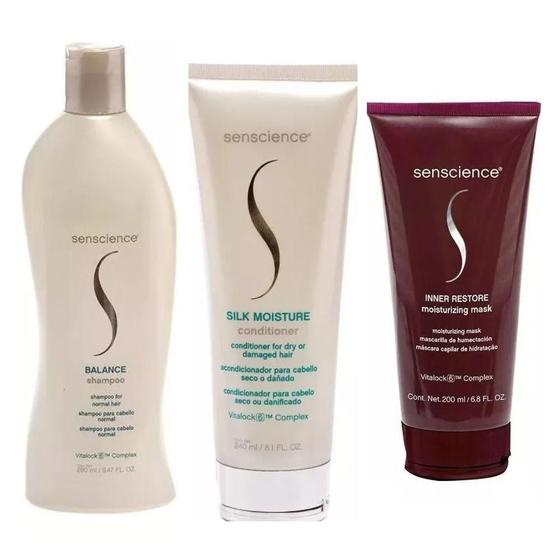 Imagem de Senscience Silk Moisture Shampoo 280ml + Condicionador 240ml  + Inner Restore 200ml