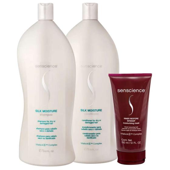 Imagem de Senscience Silk Moisture Shampoo + Condicionador 1L + Inner Restore Intensif 150ml