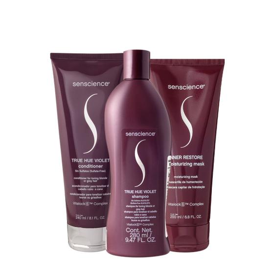 Imagem de Senscience True Hue Violet Shampoo Condicionador e Máscara (3 produtos)