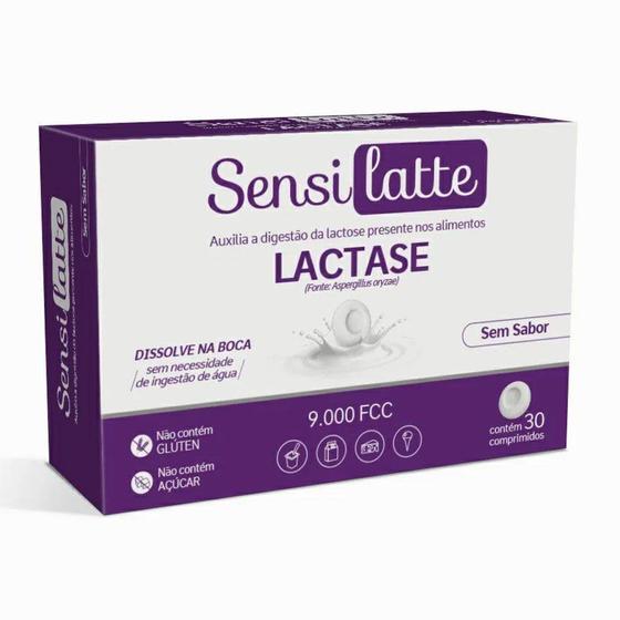 Imagem de Sensilatte (Lactase) 9.000FCC Sem Sabor c/ 30 Comprimidos