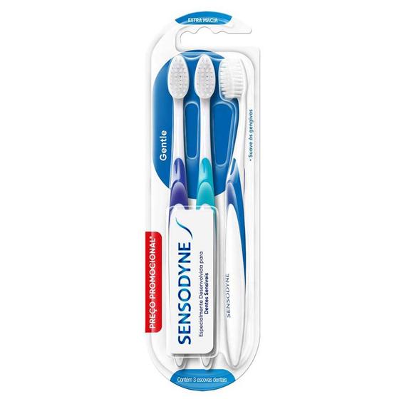 Imagem de Sensodyne Gentle para Dentes Sensíveis Kit Promocional - 3 Escovas Dentais