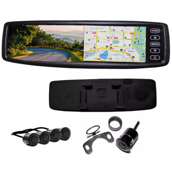 Imagem de Sensor de Estacionamento Automotivo para Carro Orbe Com GPS Embutido e Câmera 4 Sensores Preto