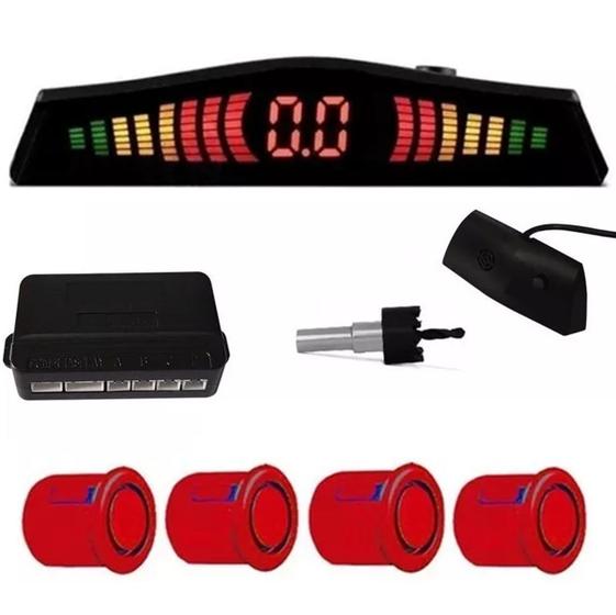 Imagem de Sensor De Estacionamento Cinza Automotivo Universal 4 Pontos Com Display e Alerta Sonoro