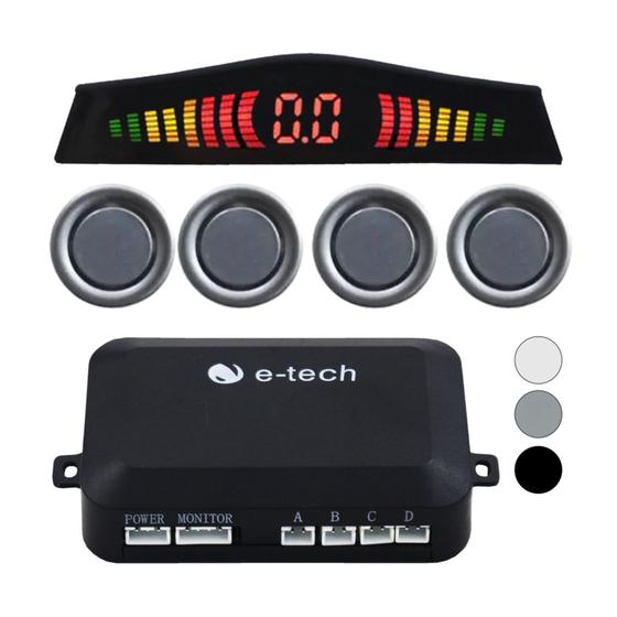 Imagem de Sensor de Estacionamento Ré 4 Sensores Prata E-tech