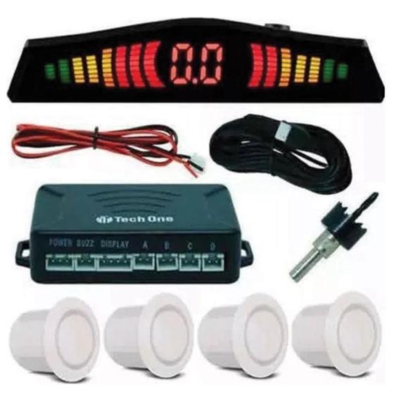 Imagem de Sensor de Estacionamento Traseiro Branco Perolado 4 Pontos Display Meia Lua Standard TechOne