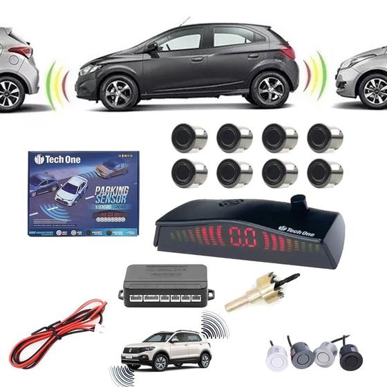 Imagem de Sensor de Estacionamento Universal Ré e Frente 8 Sensores com Display Led e Sinal Sonoro Tech One