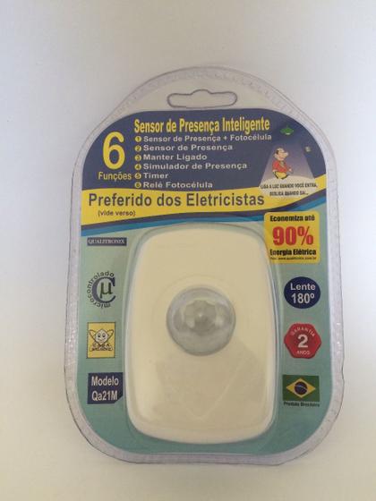 Sensor de Presença c/ fotocelula Parede interno 180º 3 fios QA21M Menor preço em Sensor de Presença c/ fotocelula Parede interno 180º 3 fios QA21M