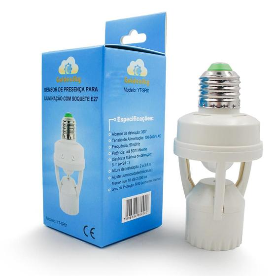 Sensor de Presença com Soquete para Lâmpada E27 Menor preço em Sensor de Presença com Soquete para Lâmpada E27