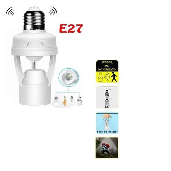 Imagem de Sensor De Presença Kit c/2 unidades Com Fotocélula Para Lâmpada Soquete E27