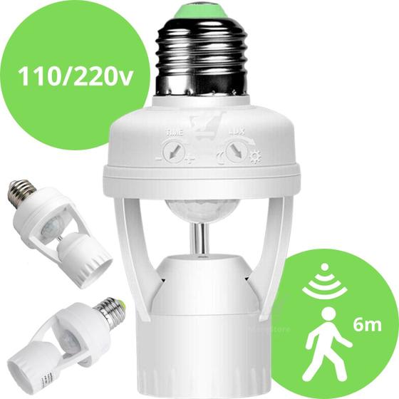 Imagem de Sensor de Presença/Movimento com Fotocélula para Lâmpada E27: Automação Inteligente e Economia de Energia