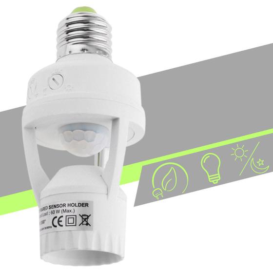 Imagem de Sensor De Presença Movimentos Com Fotocélula Bocal Para Lâmpada Soquete E27 Iluminação