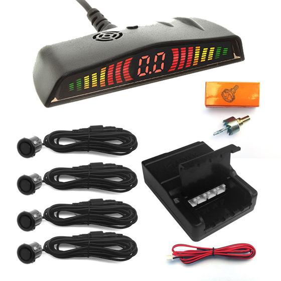 Imagem de Sensor de Ré 18.5mm Com Conector Display Led Preto Fosco