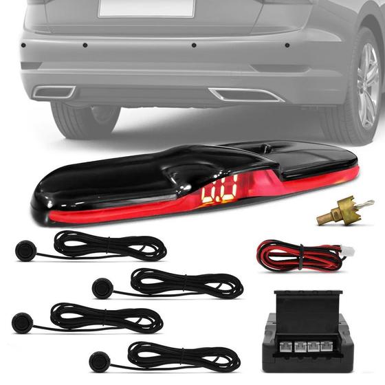 Imagem de Sensor de Ré Chevrolet Onix Estacionamento 4 Pontos Display Led KX3 Universal Black Piano Slim