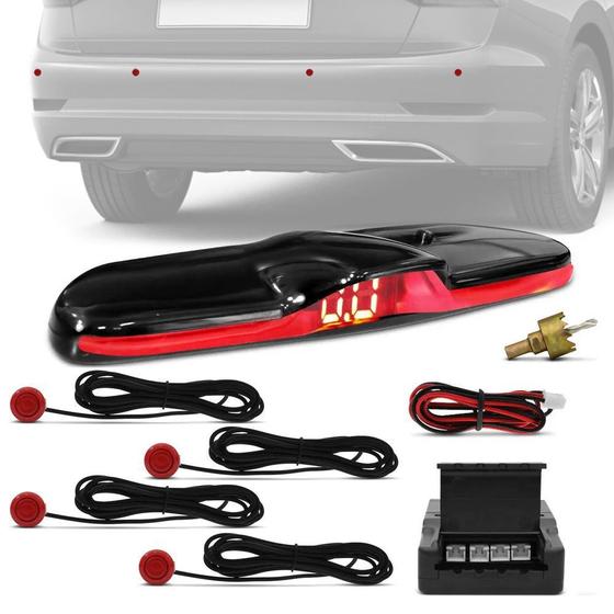 Imagem de Sensor de Ré Chevrolet Prisma Estacionamento 4 Pontos Display Led KX3 Universal Black Piano Slim