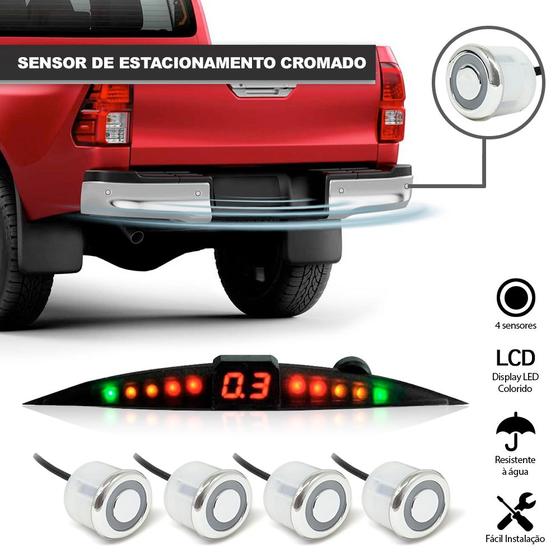Imagem de Sensor de Ré Estacionamento Prata Cromado Aviso Sonoro Renault Clio 1994 1995 1996 1997 1998
