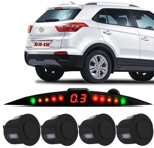 Imagem de Sensor De Ré Estacionamento Preto Fosco Hyundai Creta Visor Slim Led