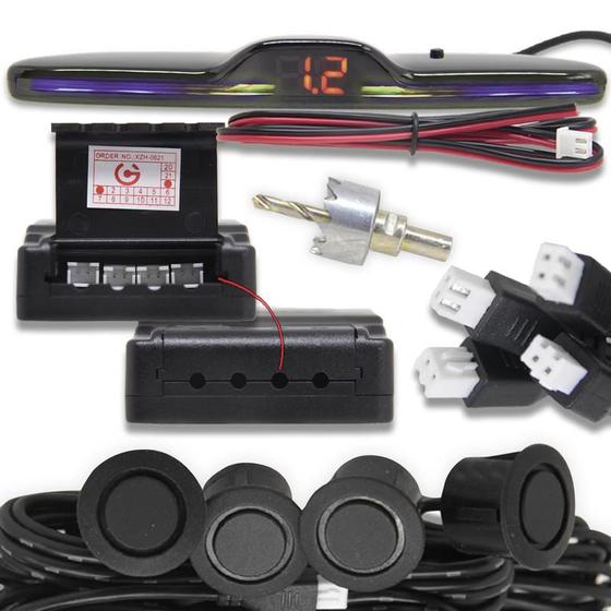 Imagem de Sensor de Ré Universal KX3 4 Pontos com Visor Display Slim LED Colorido Digital