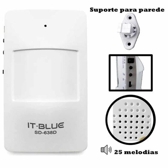 Sensor Detector Presença Segurança Sonoro Voz Alerta Loja - It blue ...