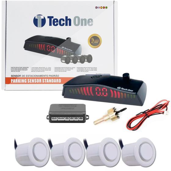 Imagem de Sensor Estacionamento 4 Pontos Branco Display Led Sinal Sonoro