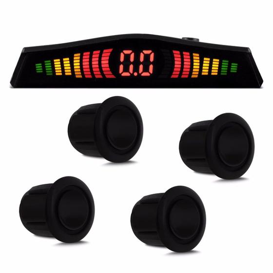 Sensor Estacionamento 4 Pontos Preto Display Led Colorido Menor preço em Sensor Estacionamento 4 Pontos Preto Display Led Colorido