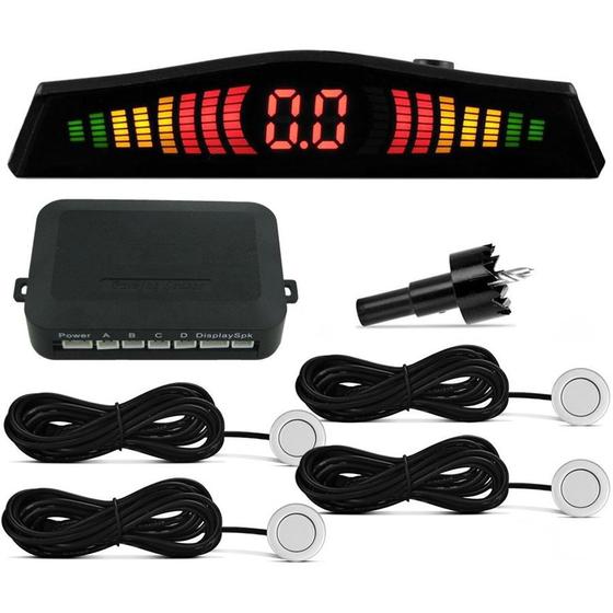 Sensor Estacionamento Ré Com Display Preto Prata Branco Menor preço em Sensor Estacionamento Ré Com Display Preto Prata Branco