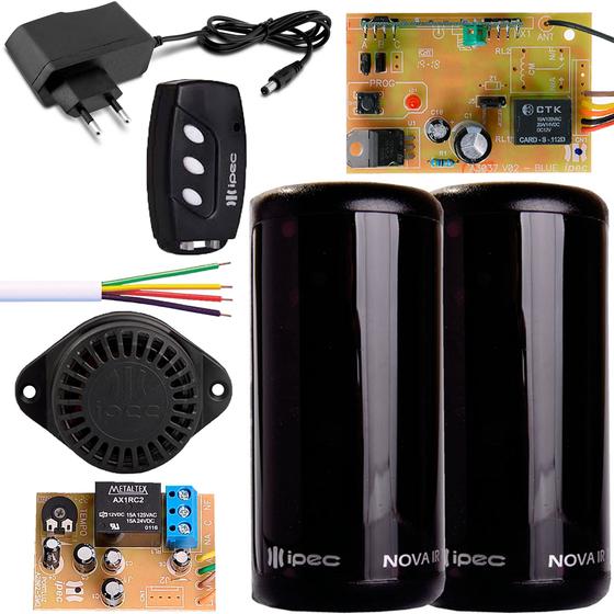 Imagem de Sensor Ir15 + Fonte 12v 2a + Sirene Elite + Port Luz + Immunity + Tx Deco Preto + 30 Mts Cabo 4 Vias