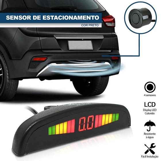 Imagem de Sensor Ré Automotivo Carro Estacionamento Display Sonoro Preto Fiat Siena 1996 1997 1998 1999 2000 2001
